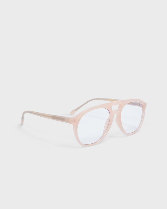 A K Jaerbede Round Frame Clear Lens Glasses With Nose Bar Detail