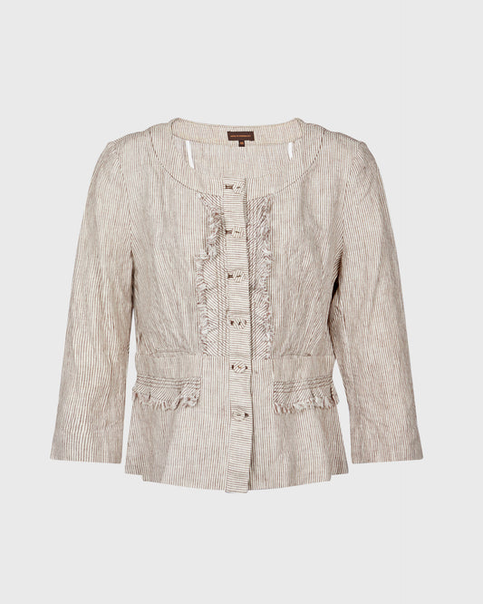 Adolfo Dominguez Fringe Detail Pinstriped Jacket