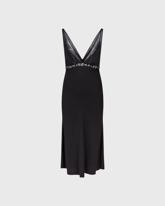 Ben de Lisi V-Neck Stone Detail Dress