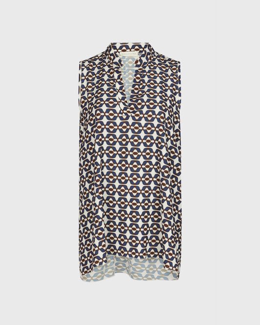 Bollicine Geomtetric Print Sleeveless Blouse