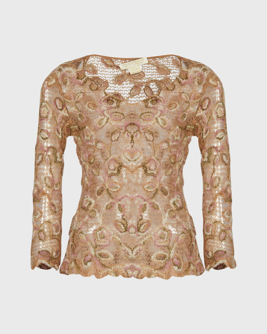Collette Dinnigan Sheer Top With Flower Detail