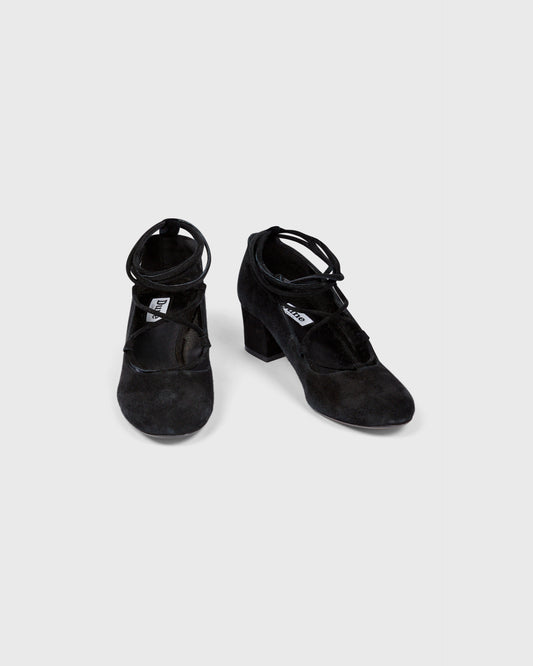 Dune Block Heel Pumps With Lace Tie