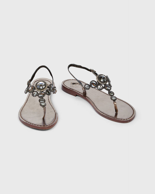 Emanuela Caruso Jewel Detail Flat Sandals