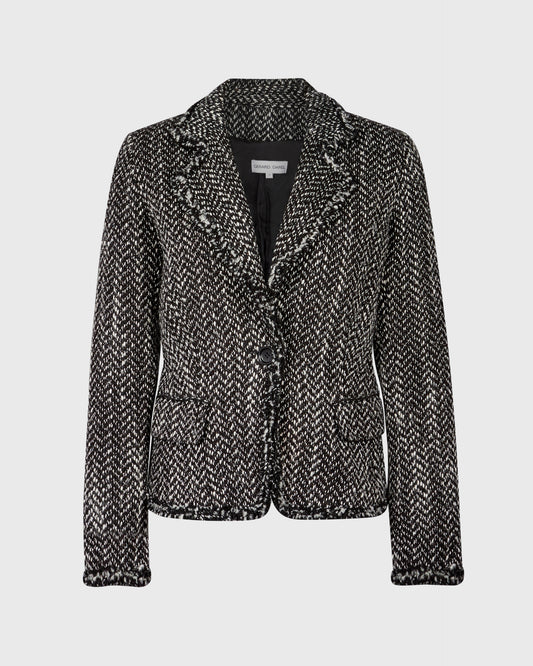 Gerard Darel Raw Hem Detail Jacquard Blazer
