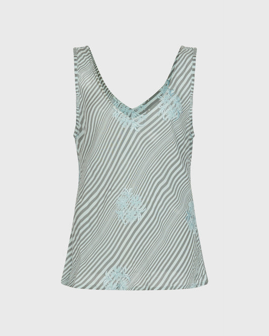 Ghost Striped Cami With Floral Applique