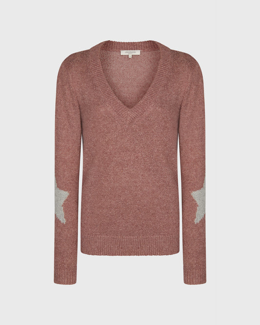 Great Plains V-Neck Jumper With Star Patches
