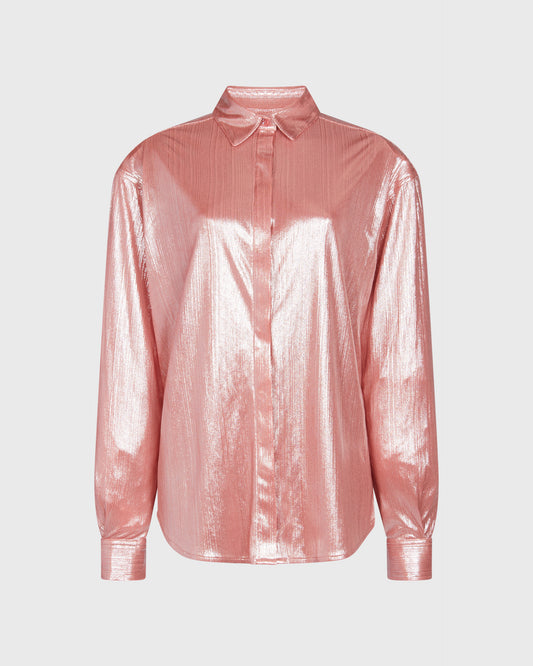 House of CB Metallic Button Up Blouse