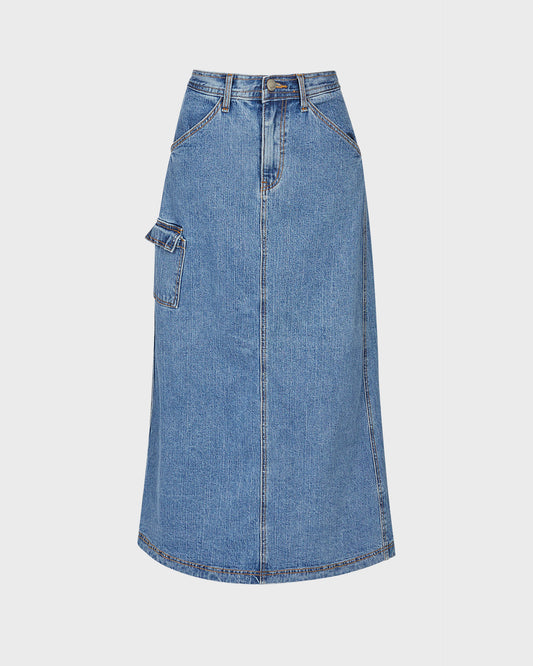 J. Galt Maxi Denim Skirt With Side Pocket