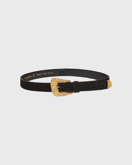 Jane Shilton Suede Belt With Gold Nugget Hardware
