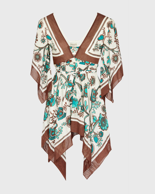 Karen Millen Brown, Green And White Long Top