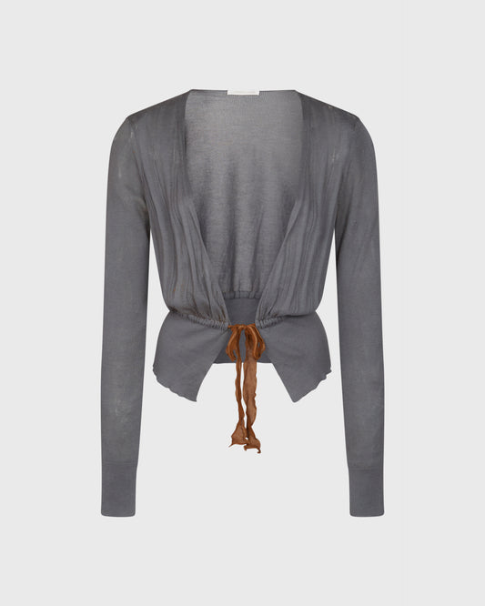 Lamberto Losani Cardigan With Brown Tie Detail