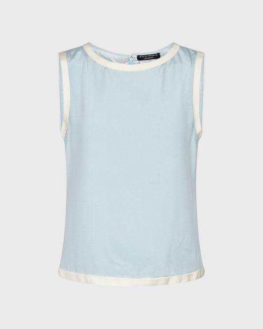 Silvia Pacella White Piped Light Blue Vest
