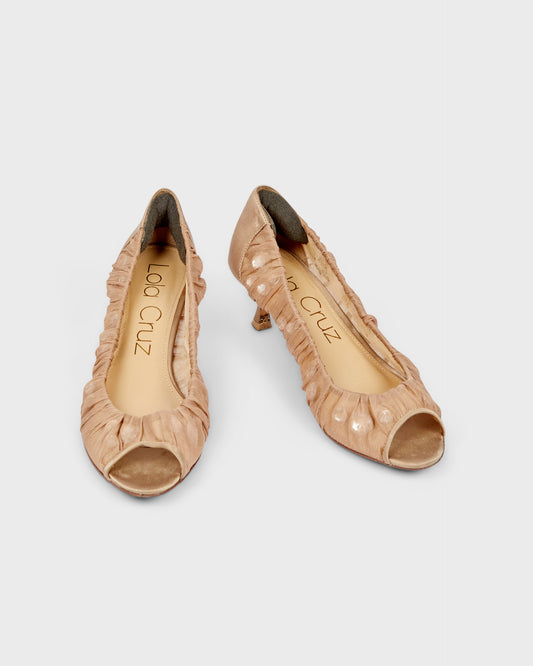Lola Cruz Silk And Jewelled Kitten Heels