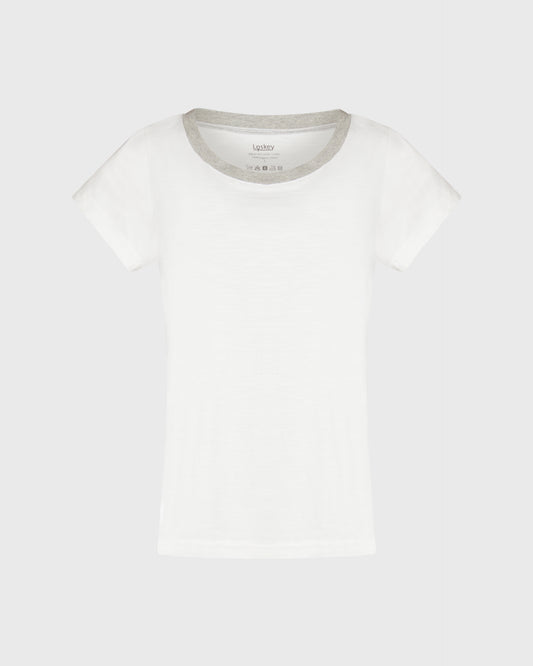 Loskey Classic Crew Neck Tee with Grey Neckline