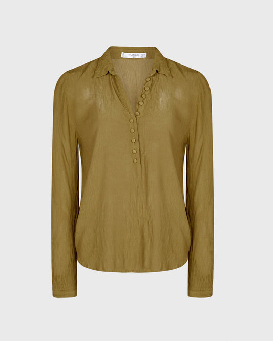 Mango Button Up Pleated Blouse