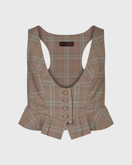 Miss Selfridge Plaid Waistcoat