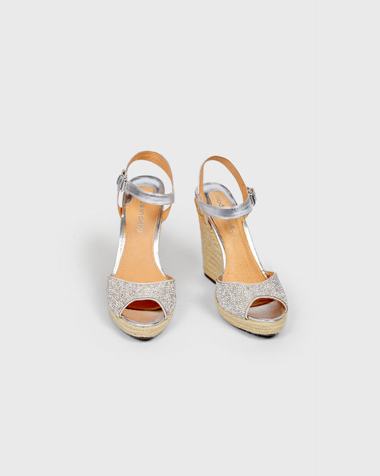 Moda in Pelle Silver Wedge Sandals