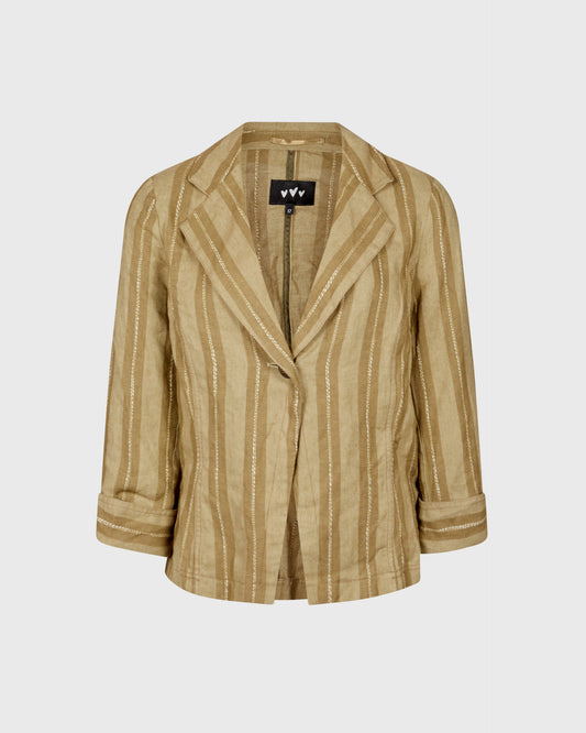 Per Una White Stitching Detail Striped Jacket