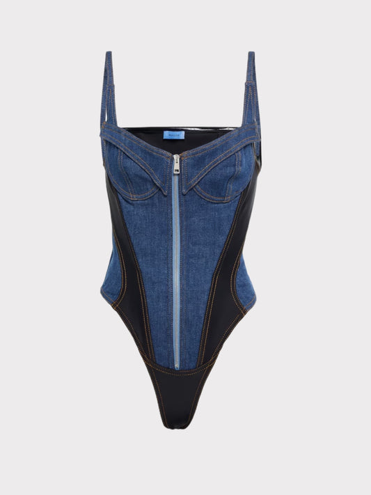 Mugler Denim Body Suit
