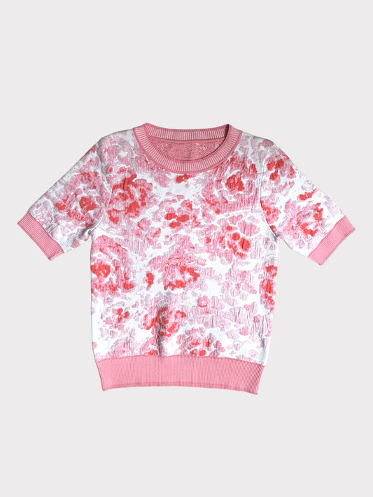 Vintage Printed Short Sleeve Sweater