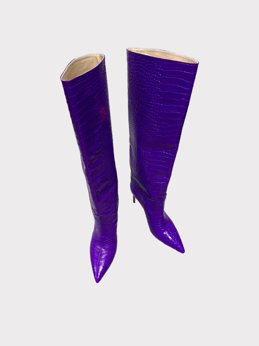 Bettina Vermillon Knee High Croc Boots