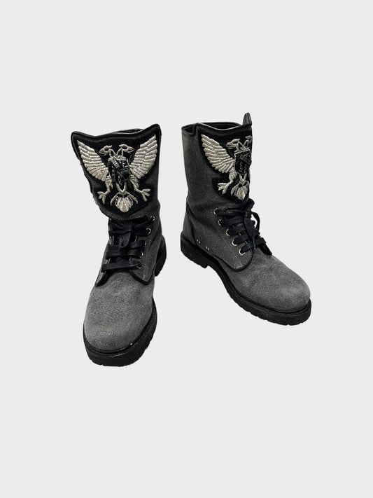 Balmain Canvas desert boots with embroidery