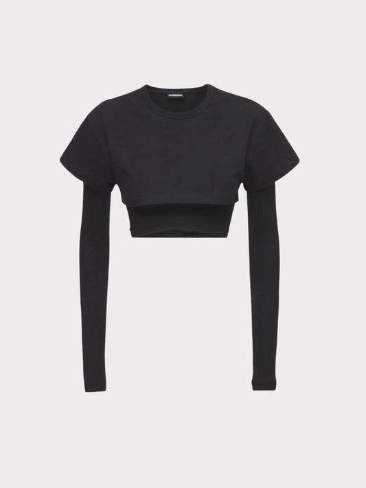 Jacquemus T shirt with built in fitted long sleeve top