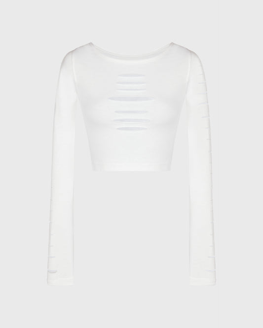 Pretty Little Thing Slashed Long Sleeve Crop Top