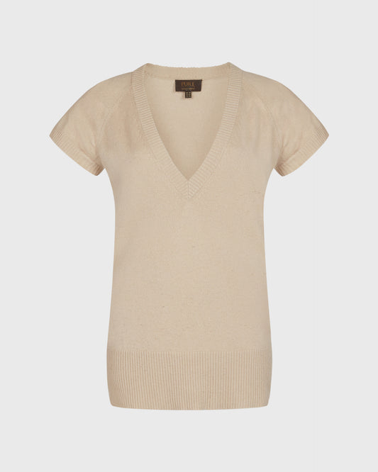 Pure V Neck Short Sleeve Knit
