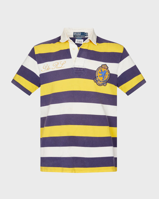 Ralph Lauren Blue, White and Yellow Striped Rugby Polo