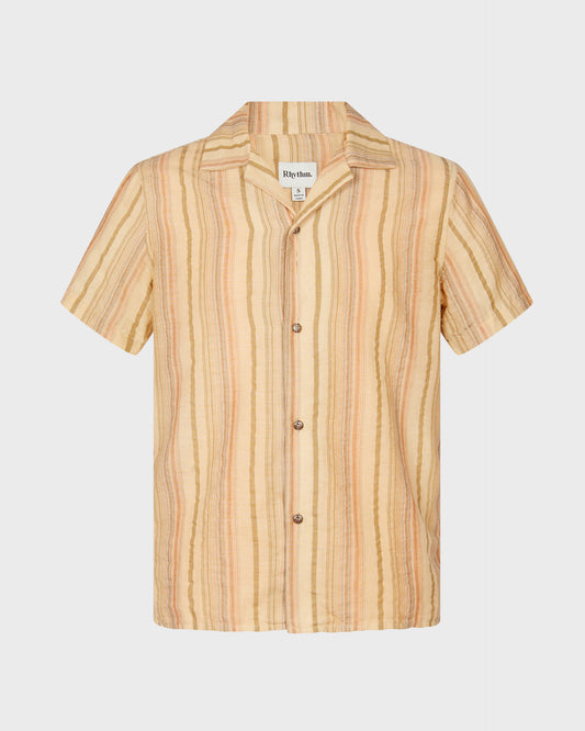 Rhythm. Short Sleeve Striped Linen Shirt