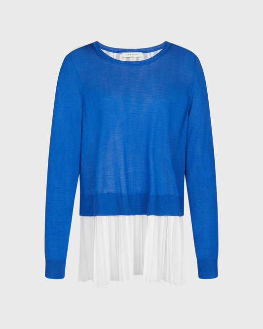 Sandro Long Sleeve Jumper With White Pleat Detail