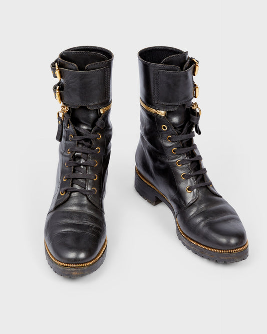 Sergio Rossi Buckle Zip Boots