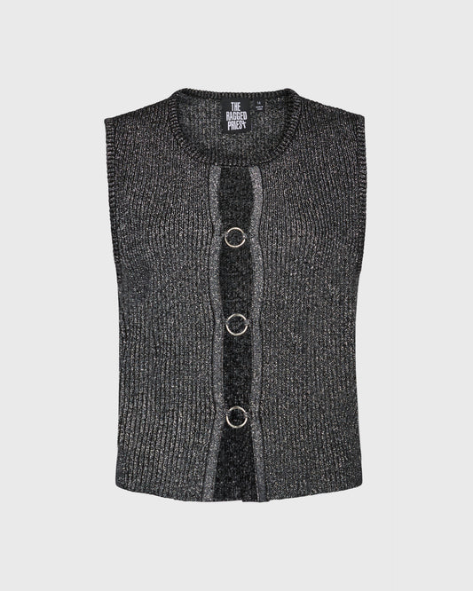 The Ragged Priest Knitted vest with metal rings