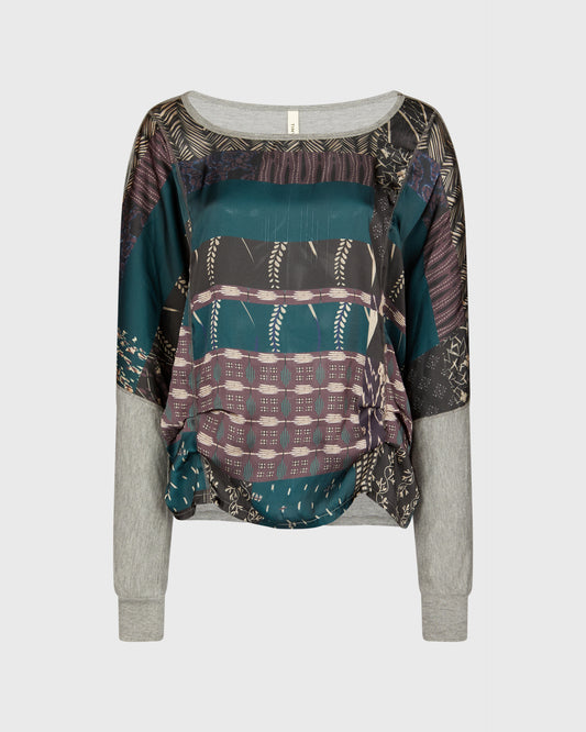Tiny Long Sleeve With Green Satin Panel