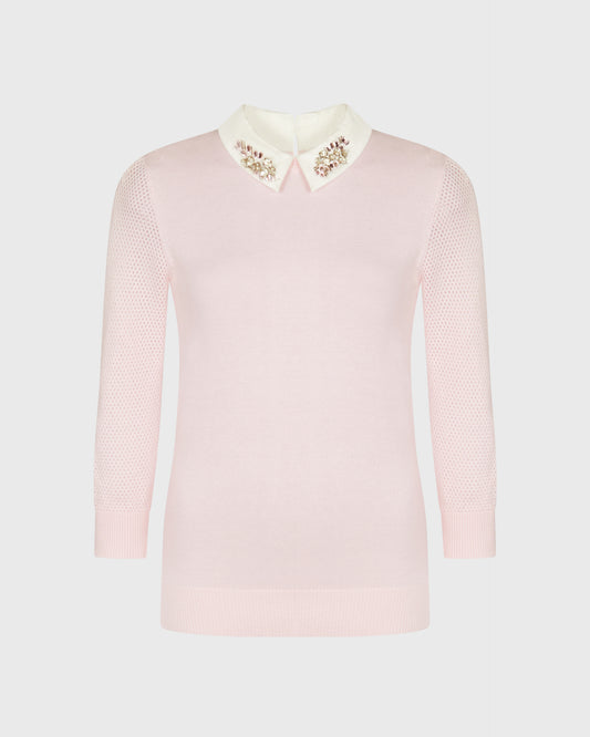 Unbranded Knit With Peter Pan Collar And Gem Detail