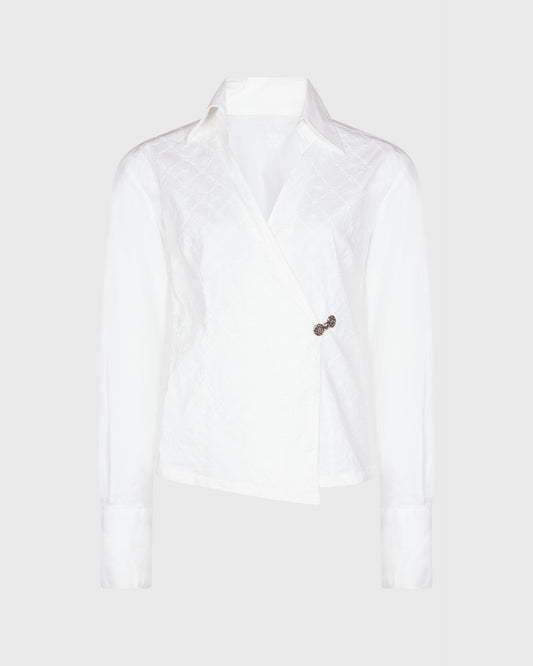 Unbranded Broderie Shirt With Silver Clasp Detail