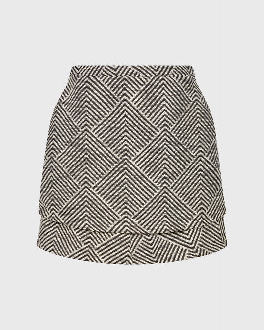 Unbranded Jacquard Black And White Mini Skirt