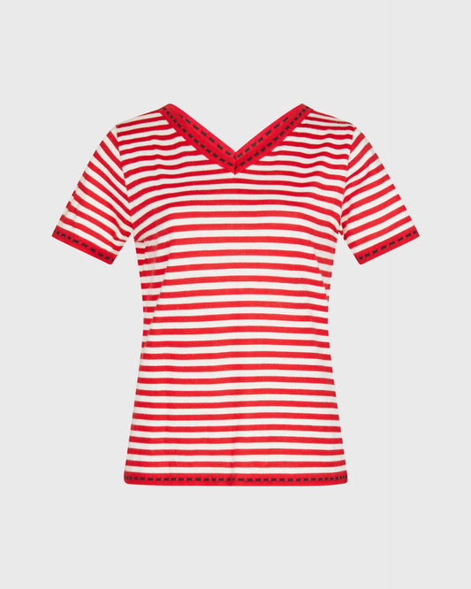 Unbranded White Striped V Neck Top