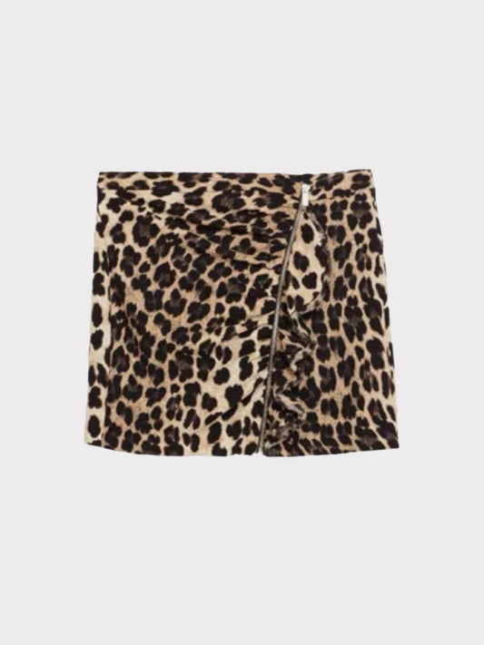 Zara Leopard Print Mini Zip Skirt