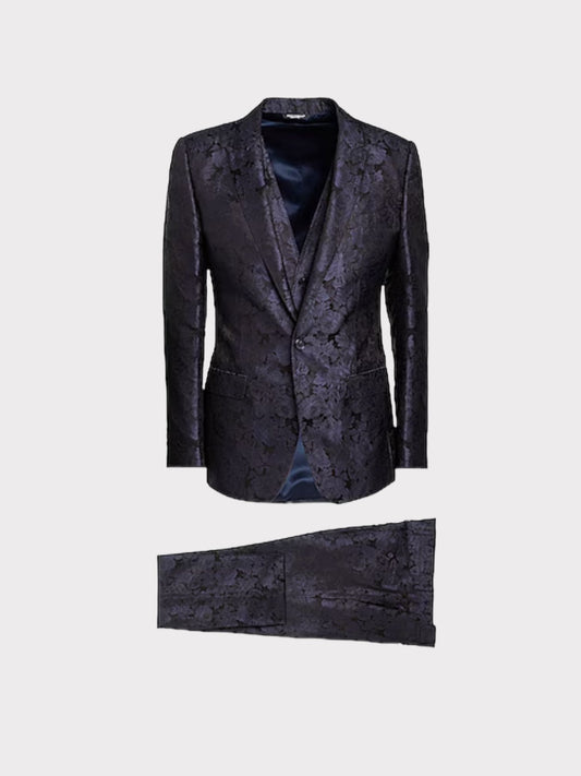 Dolce & GabbanaFloral Embroidered 3 Piece Suit