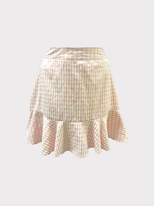 Cameo Rose Chequered Tie Mini Skirt