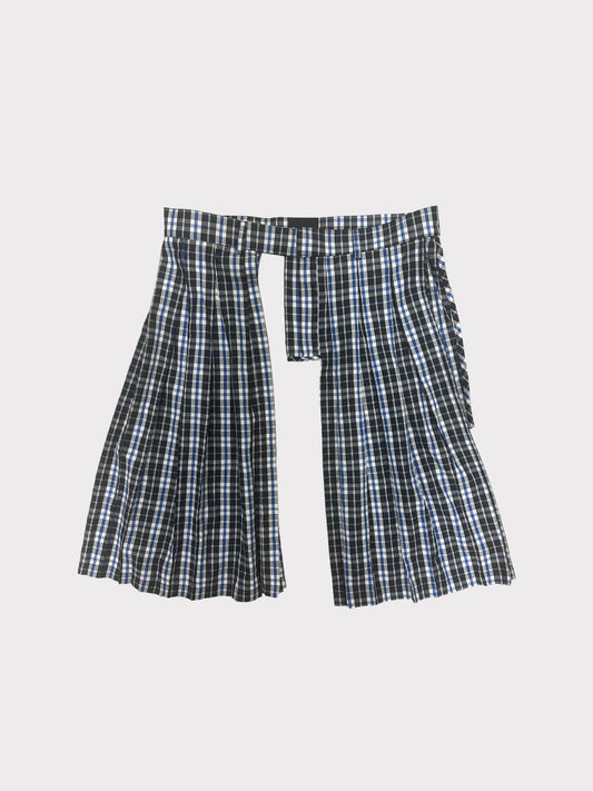 Boyfriend's shirt Asymmetric plaid skirt
