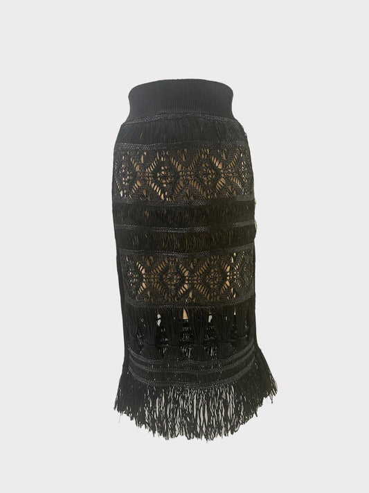 Jean Paul Gaultier Crochet Grass Pencil Skirt