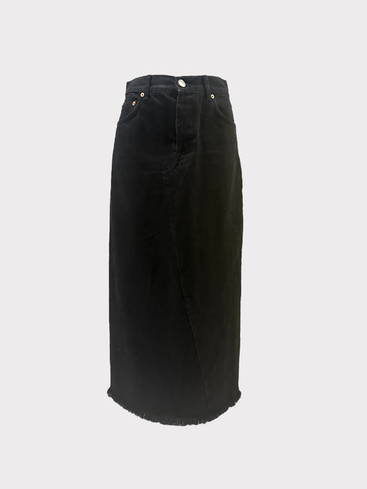 RAEY Long Black Denim Skirt