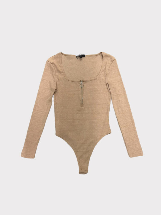 Missguided Scoop Neck Zip Front Long Sleeve