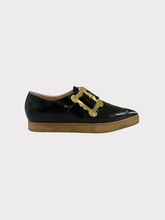 Vivienne Westwood Pointed Monk Strap Loafer with Gold Buckle