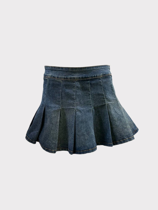 XTM Pleated Denim Mini Skirt