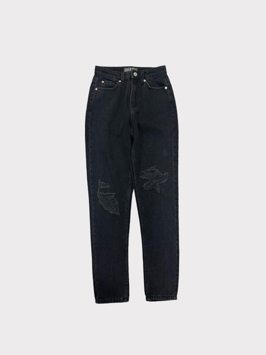 Denim Co. Ripped Mom Fit High Waisted Jeans