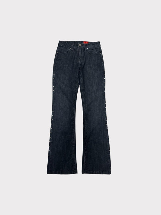 Cristina High Rise Boot Cut Studded Black Jeans